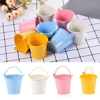 12pcs colorful mini bucket home office desks flower pot decoration small iron planter candy packaging box diy supplies
