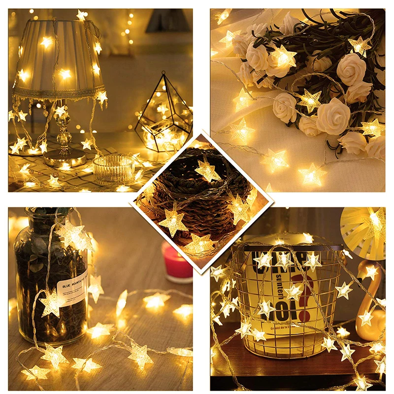 3M 20 шт. светодиодный светильник в виде звезд теплый цвет гирлянда Рождественские