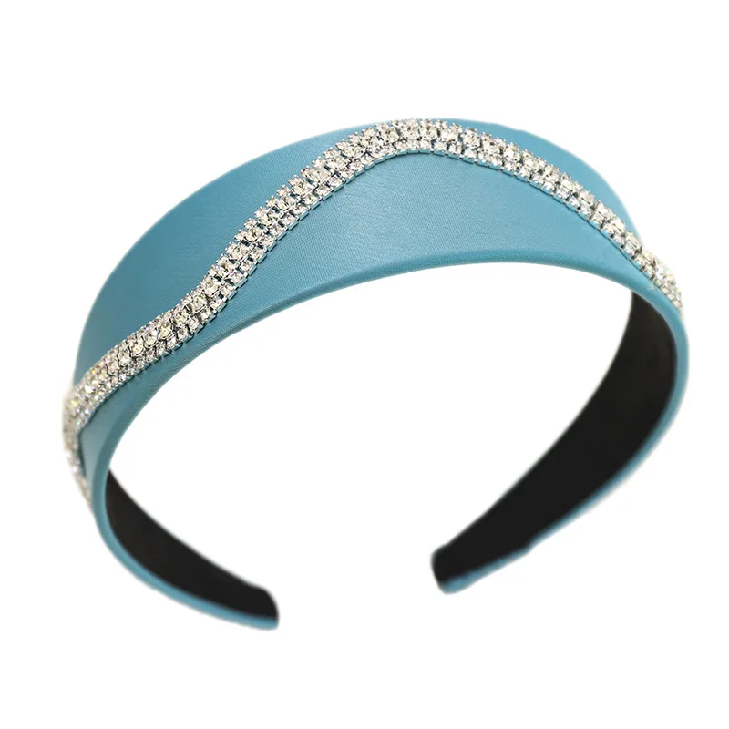 

DUOJIAOYAN New Fashion Chain headband solid color hairband wide rhinestone hair band Women ladies crystal hair accessories