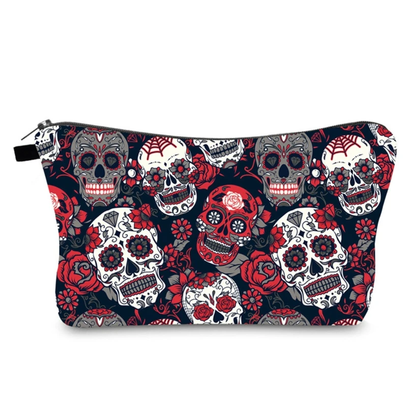 

Stylish Makeup Pouch Halloween for Women Skull Print Bag Small Cosmetic Bags