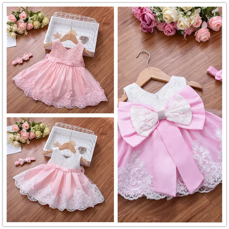 

Yoliyolei Baby Girl Dress Infant Girls Princess Dress With Big Bow Sweet Wedding Birthday Baptism Party Newborn Kids Clothing