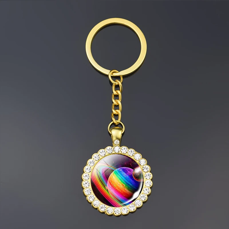 Брелок на солнечной батарее с кристаллами цепочка для ключей в виде планеты