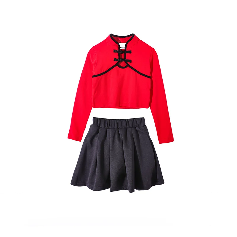 

Girls Hip Hip Costumes Chinese Style Red Tops CheerleaderCostumeForKids Street Dance Jazz Stage Performance Wear DNV12178