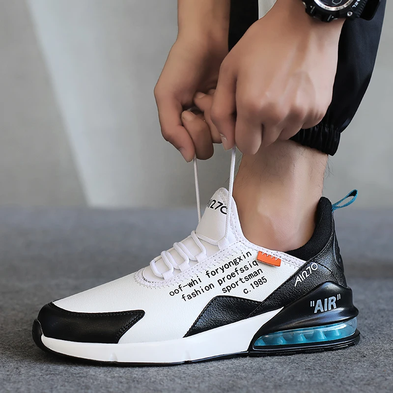 

Hot Men Hard-Wearing Sneakers High Outdoor Trainer Tennis Lace-Up Retro Sport Boots White Black Leisure shoes cushion shoes