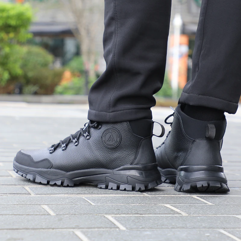 HUMTTO Brand Leather Hiking Boots for Men Waterproof Climbing Trekking Shoes Mens Outdoor Tactical Hunting Fishing Boots Male