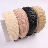new fashion solid color hand knotted knotted headbands for women hair accessories solid color wide headwear hairbands