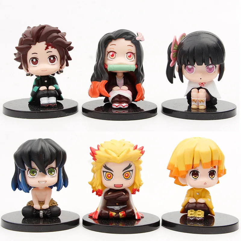 

6pcs/set Anime Demon Slayer Kimetsu No Yaiba Figure Q ver. Kamado Tanjirou Kamado Nezuko Agatsuma Figurine pvc model Toys 6-7cm