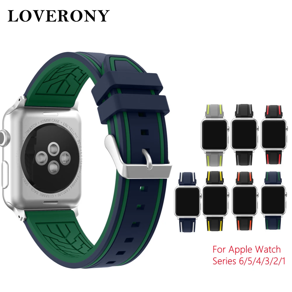 

Silicone Bracelet for Apple Watch Band 38mm 42mm 40mm 44mm Accessories For Apple iWatch Series 6/5/4/3/2/1 Sport Wristbands