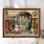 Живописный комплект для вышивки крестиком в виде дома и кафе в Вероне, напечатанная вышивка на холсте 11CT 14CT, картины для рукоделия