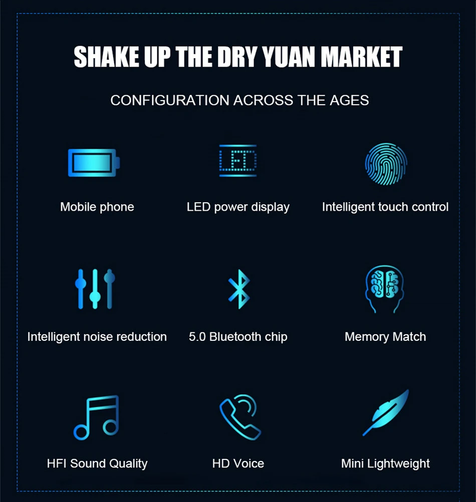 TWS Bluetooth наушники с микрофоном светодиодный дисплей беспроводные