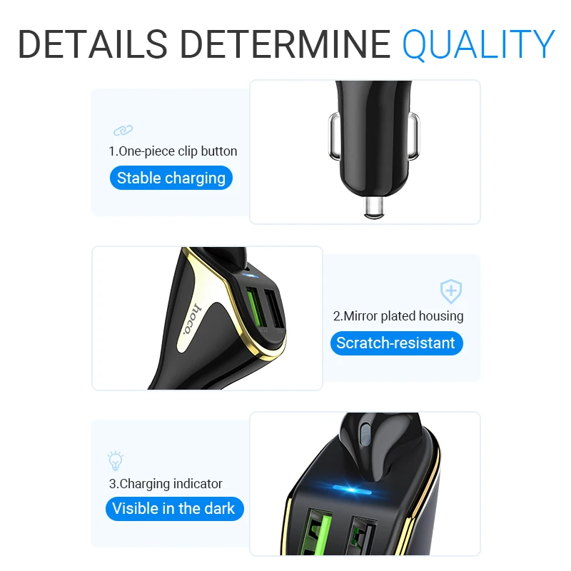 hoco автомобильное зарядное устройство два USB для QC3.0 FCP AFC 18W 3.1A беспроводная гарнитура правое ухо наушник с микрофоном юсби адаптер для машины юсб быстрая зарядка телефона универсальный зарядник в авто