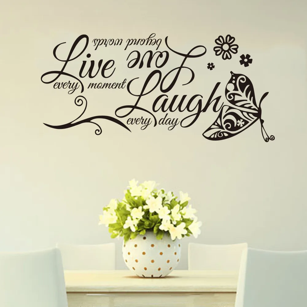 Живой Смех Любовь бабочка цветок Наклейка на стену искусство современные