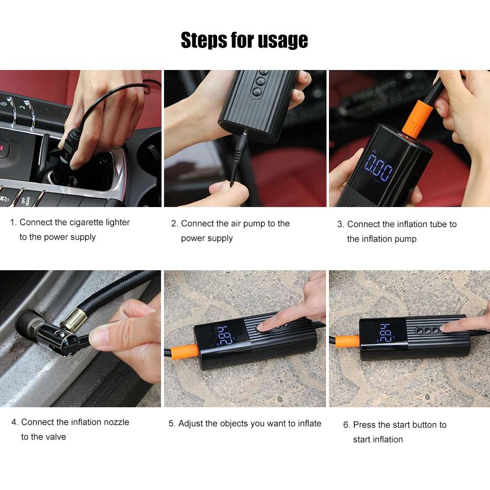 Компрессор Воздушный с ЖК-дисплеем 12 В 3 сопла |