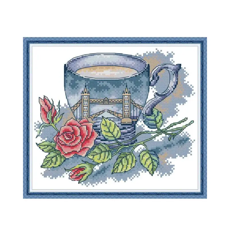 Joy Sunday Набор для вышивания крестиком, серия чашек, холст Aida 14ct 11ct DMC, ткань для вышивания крестиком, рукоделие
