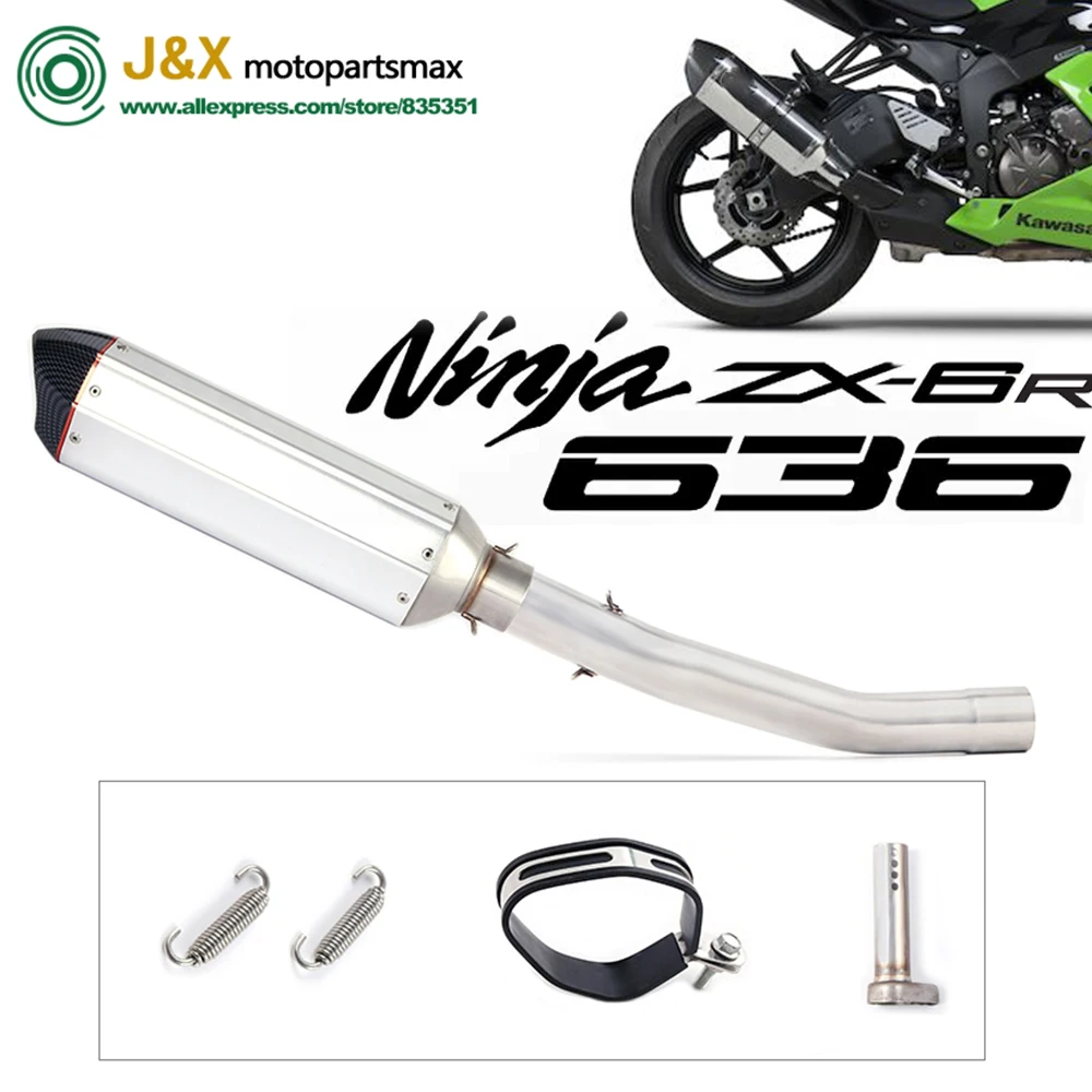 ZX6R Kawasaki Ninja Slip On Exhaust Pipe ZX-6R ZX6R ZX636 Exhaust Motorcycle Exhaust Pipe Outlet System Tail Escape Motorcycle