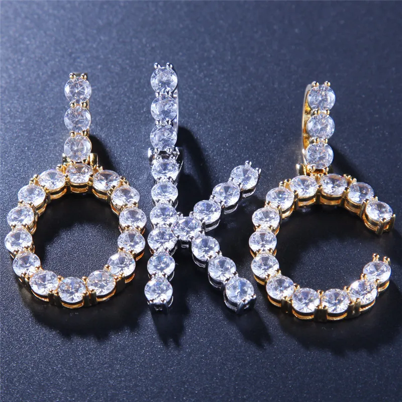 Iced Out Intial кулон из букв с теннисная цепочка A-Z кубического циркония Ожерелье для мужчин и женщин подарки Мода хип хоп ювелирные изделия