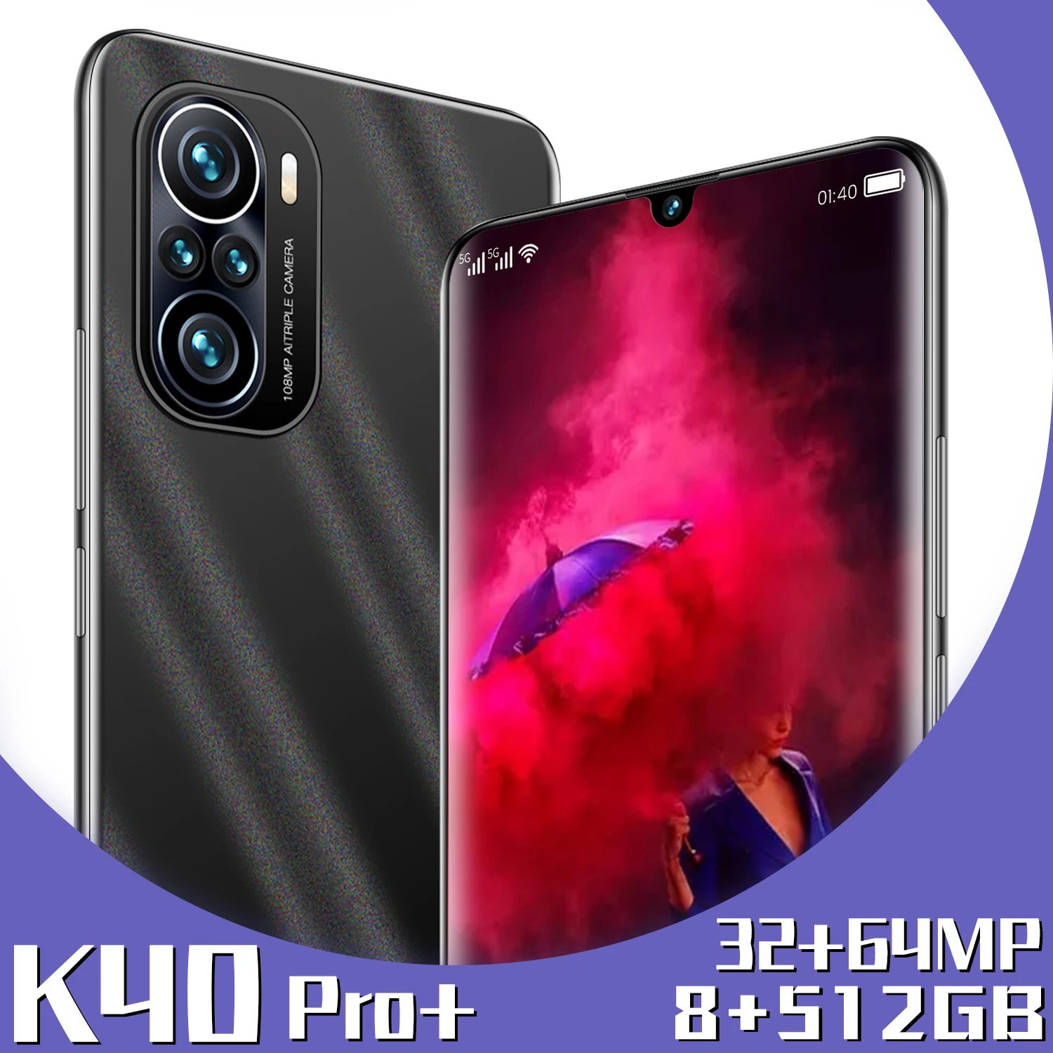 

2021 New Smart 5G Mobile Phone 16+512GB 6000mAh Redmi K40 Pro+Three Card Slot Fingerprint+Face Unlock Huawei Xiaomi Mobile Phone