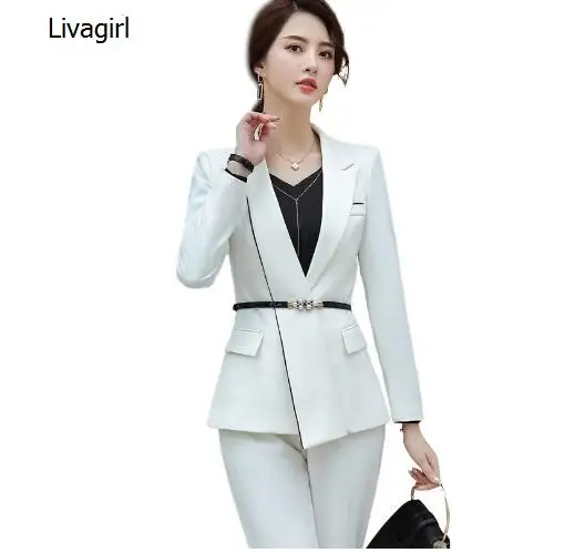 Деловые женские брючные костюмы новинка 2019 модный официальный облегающий