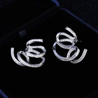 foydjew micro inlaid full diamond winding stud earrings european american personalized trendy earring ear jewelry accessories