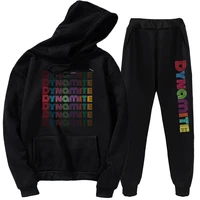 new kpop youth hoodie 2 pieces set korea bangtan boys new album dynamite hoodie harajuku style street fashion suit hoodies pants
