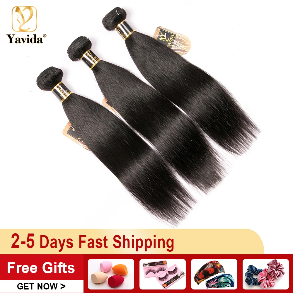Yavida прямые человеческие волосы пряди бразильских волос оптом для черный Для