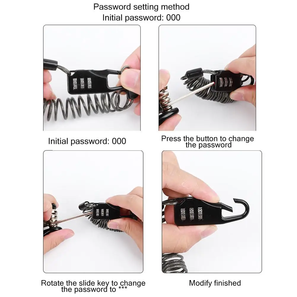 

Motorcycle Helmet Lock With Steel Wire Cable Tough Combination Lock For Motorcycle Bicycle Electric Scooter Accessories Locks