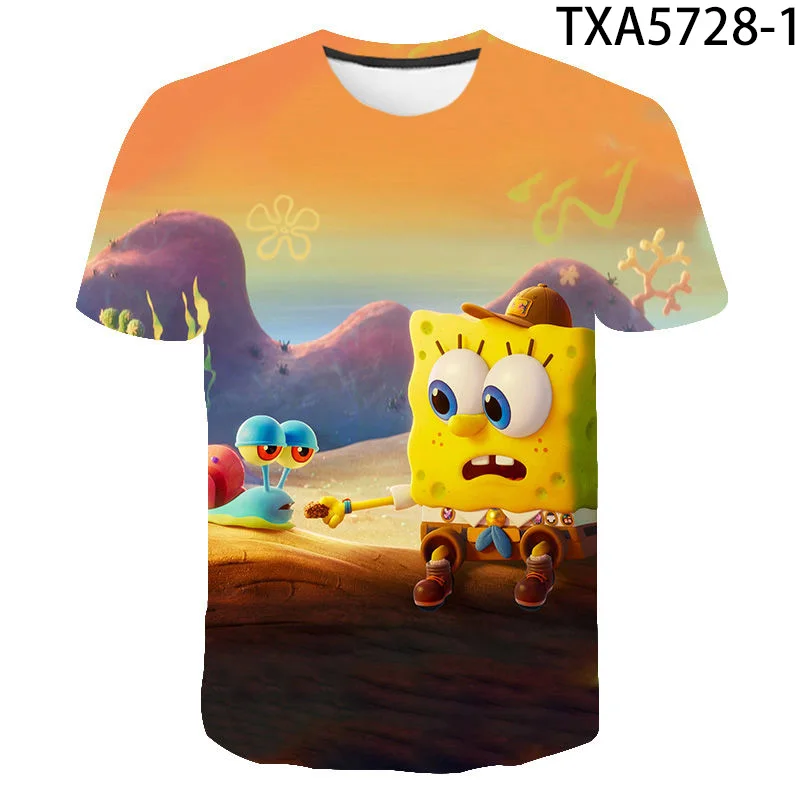 

2021 New Summer Sponge Boy Girl Kids Fashion Men Women Children 3D Printed T Shirt Short Sleeve Casual Tops Tee