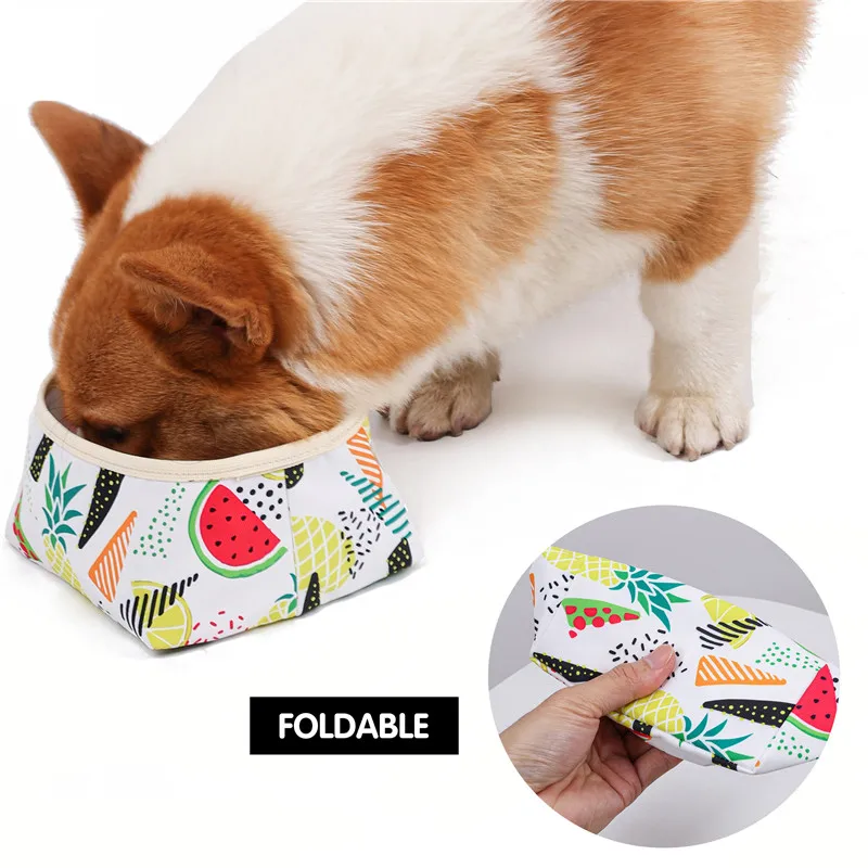 

Складная миска для собак, портативная Водонепроницаемая тканевая поилка для еды и воды, легкая в чистке, для питомцев, для кемпинга, походов