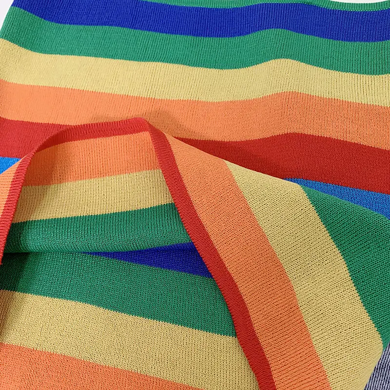 Rainbow Stripe Knit Cami Top Women Boho Stretchy Vintage Slim Fit Summer Vests Spaghetti Strap Cute Crop Tops Mujer Verano 2019 | Женская