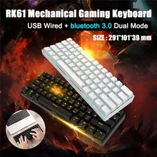Royal Kludge RK61 Wired BT 3.0 Keyboard Dual Mode 60% Golden/ Ice Blue Backlit 61 Key Portable Mechanical Gaming Keyboard