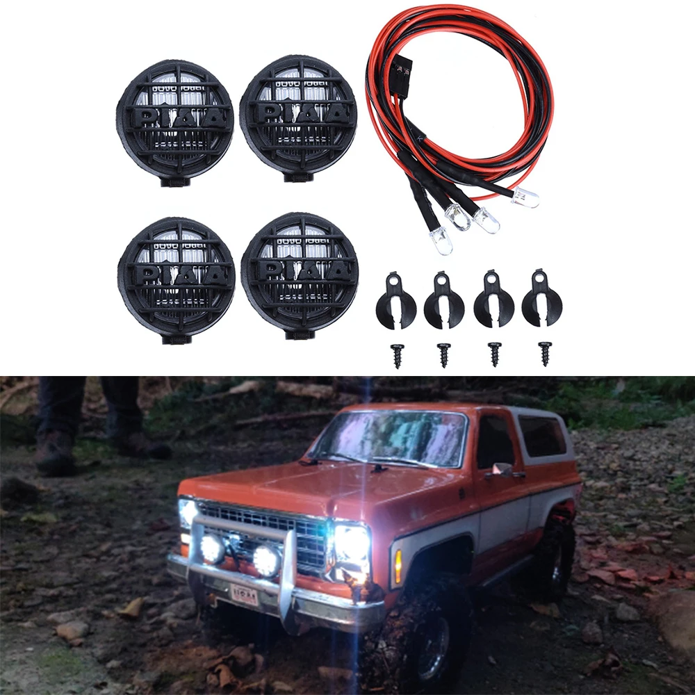 4PCS1:10 RC Model Car LED White Light with Lampshade for 1/10 Rc Rock Crawler Traxxas TRX4 Axial SCX10 Accessories and Parts | Игрушки и