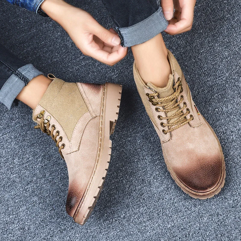 Высокие кроссовки кожаные для отдыха мужские модные ботинки мартинсы