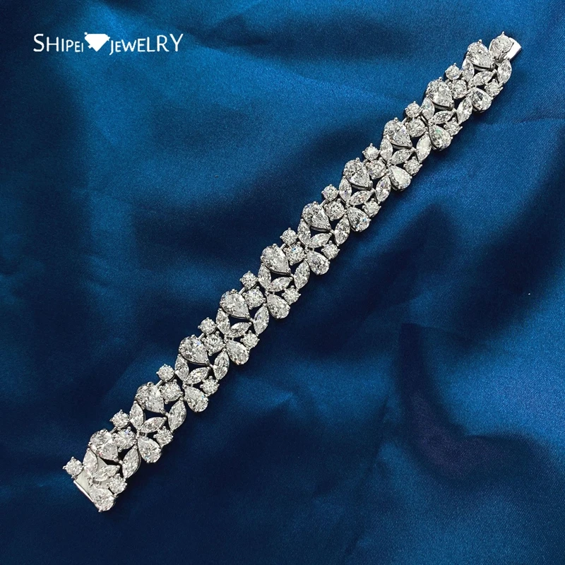 

Shipei Romantic Cute 925 Sterling Silver Created Moissanite Diamonds Gemstone Wedding Fine Jewelry White Gold Charm Bracelets