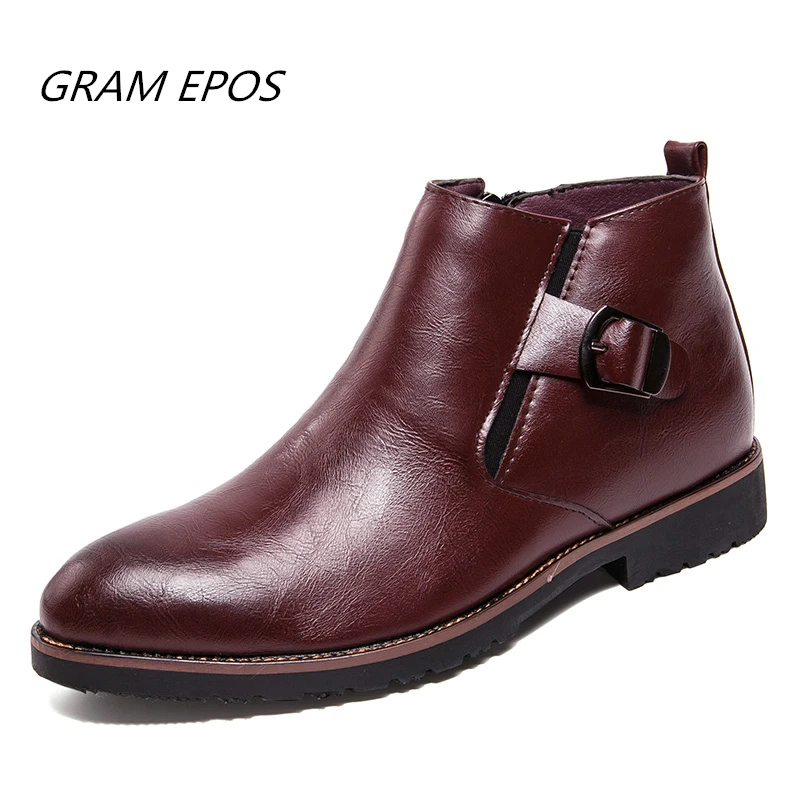 

British Style Men's High-top Leather Boots Korean Fashion Trend Driving boots Business Dress Autumn and Winter New Pointed Shoes