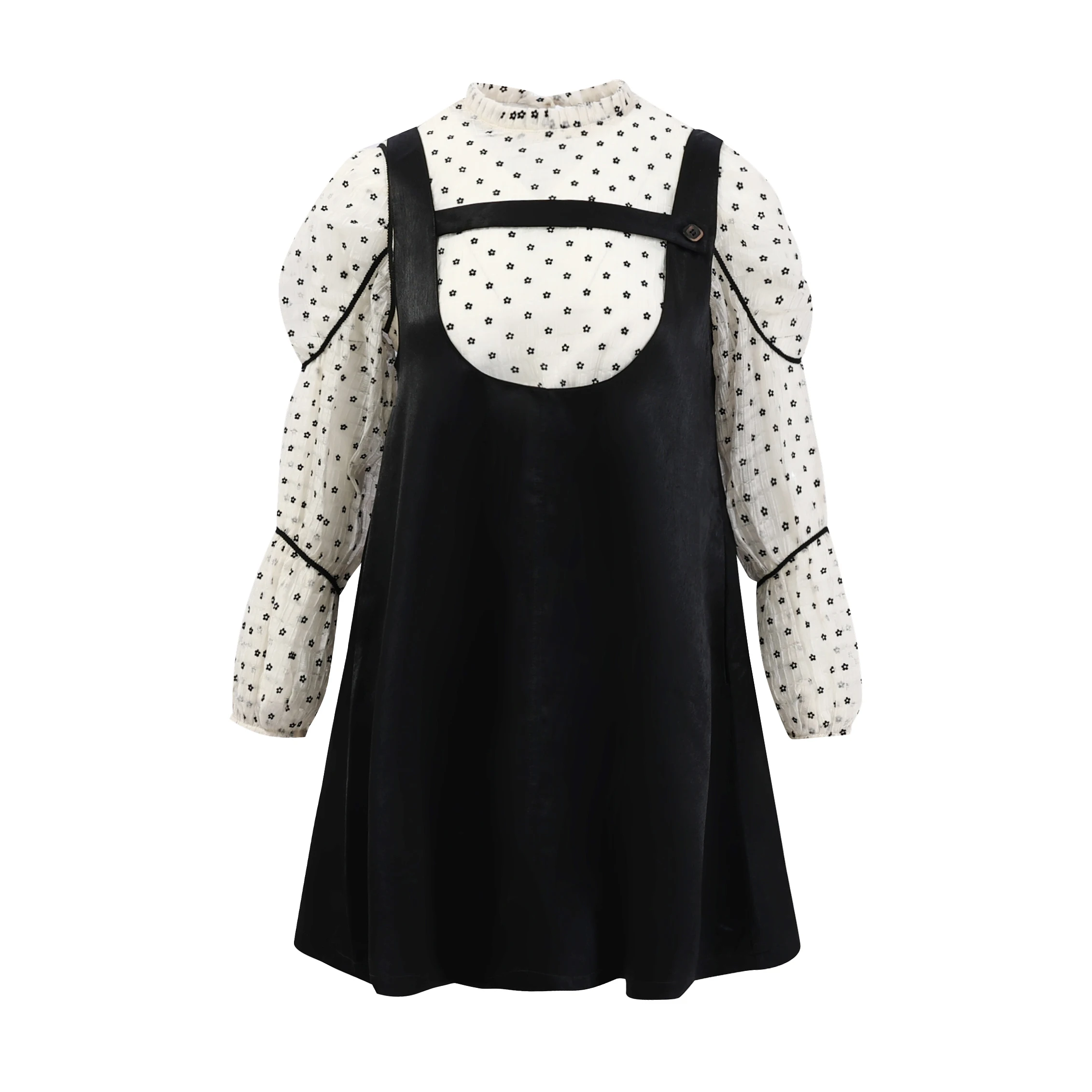 

Puff Sleeve Cutout Print A Line Dress