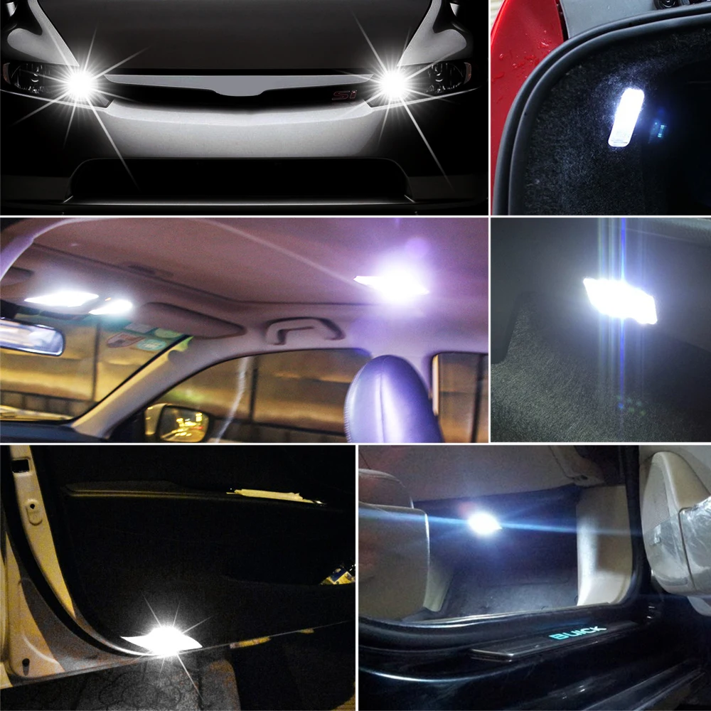 Светодиодсветодиодный лампа для салона автомобиля 5x T10 W5W ford focus 2 3 bmw e46 e39 e60 Volkswagen