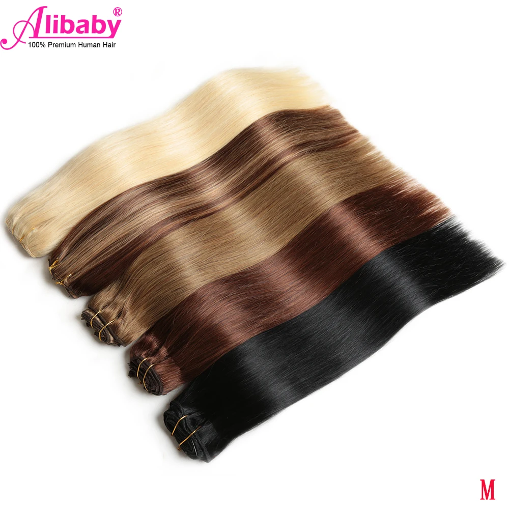 Straight Clip In Human Hair Chocolate14-24Inch Brazilian Hair Extensions Natural Hairpiece Clips 100g Full Head Hair Alibaby