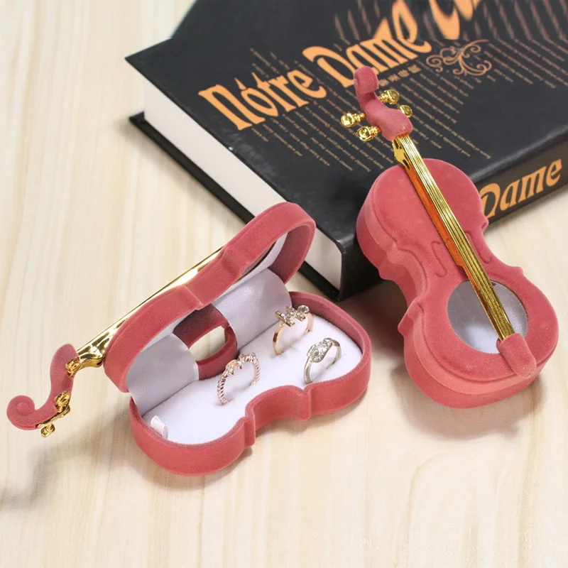 Шкатулка для украшений бархатная в форме скрипки пианино свадебная коробка