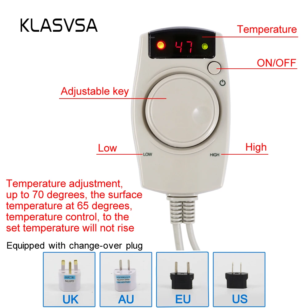 KLASVSA Electric Heating Natural Germanium Stone Foot Massage Cushion Health Care Tourmaline Mat Reflexology Pain Relief | Красота и