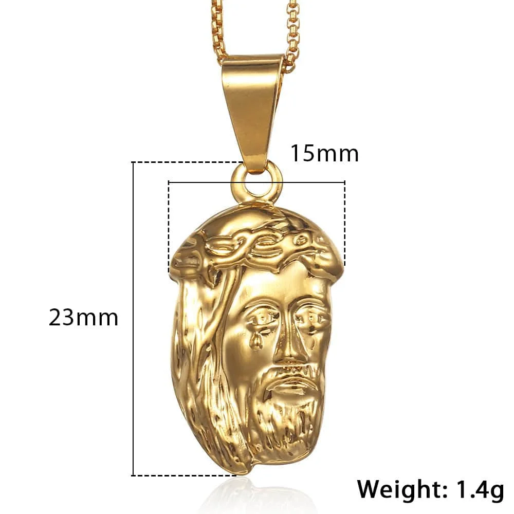 Женское ожерелье с подвеской в виде Иисуса желтое золото цепочка коробки для