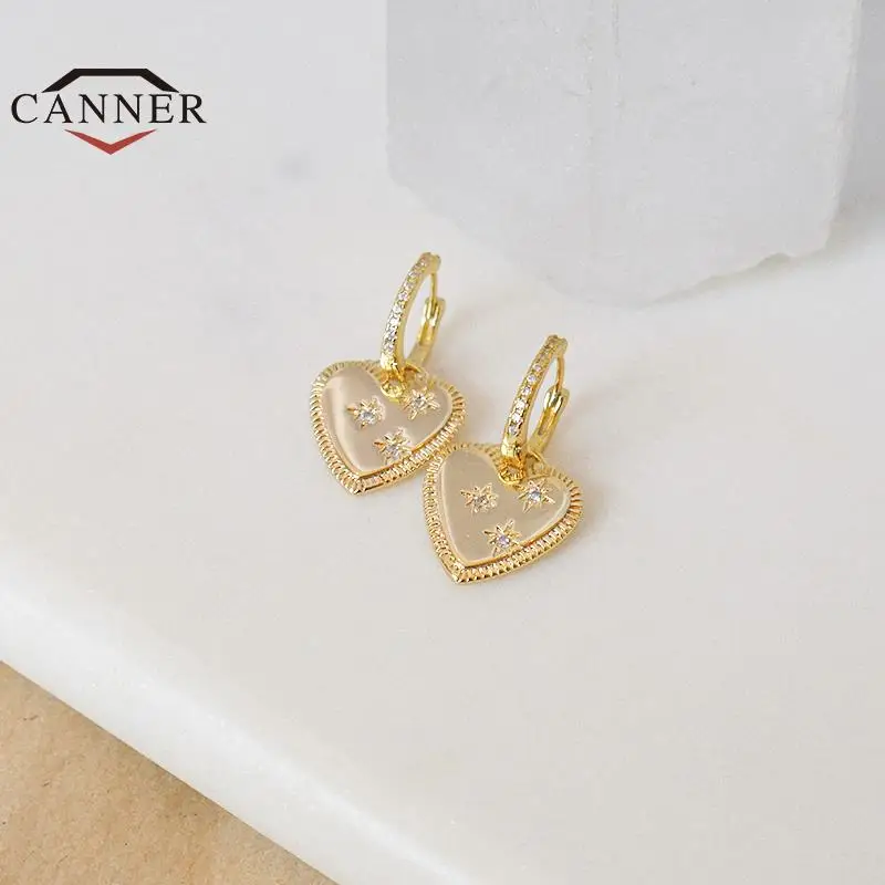

CANNER золотой цвет сердце подвеска медные серьги-капли для женщин Мода Huggie пирсинг круглые серьги ювелирные изделия подвески