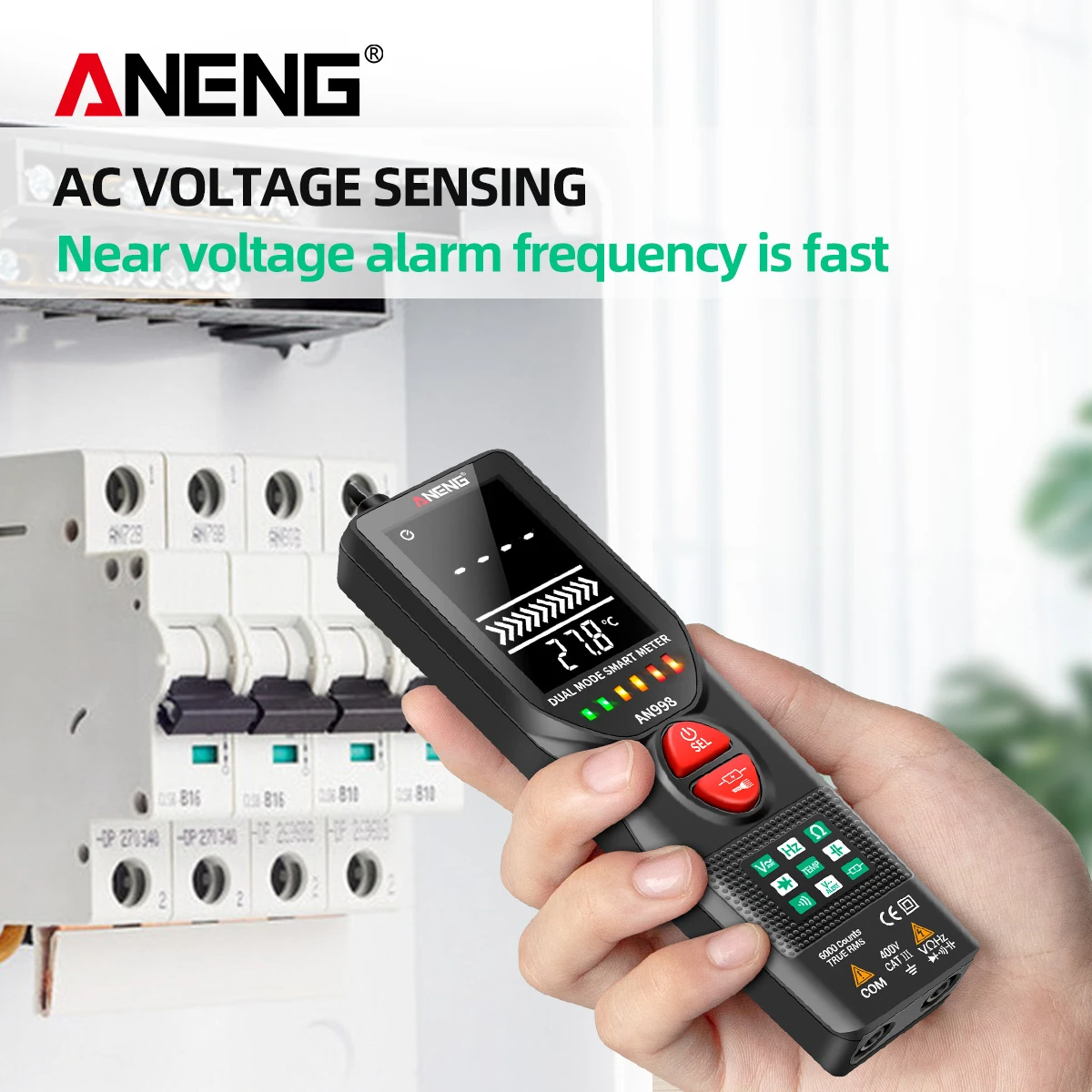

ANENG Multimeter Fully Automatic Non-Contact Tester NCV Tester VA Display for AC/Direct Current NCV Capacitance Diode Continuity