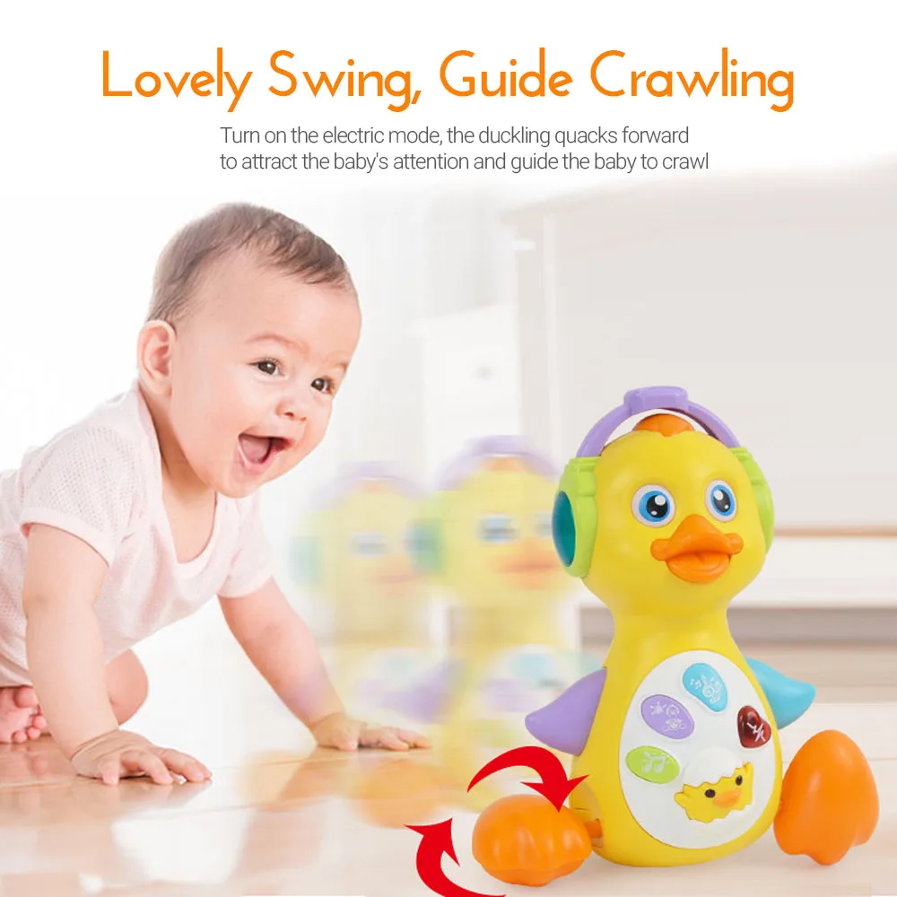 

Cartoon Swing Walking Duck Electric Toy Puzzle Lighting Musical Early Educational Toys Little Yellow Duck Children Smart Toys