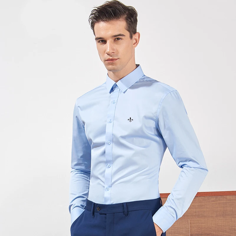 Модная блузка Dudalina Camisa Social Masculina с длинным рукавом, приталенная рубашка для мужчин, одежда с цветочным принтом, белая, мужская, холодная - Цвет: YSH-1030-BLUE