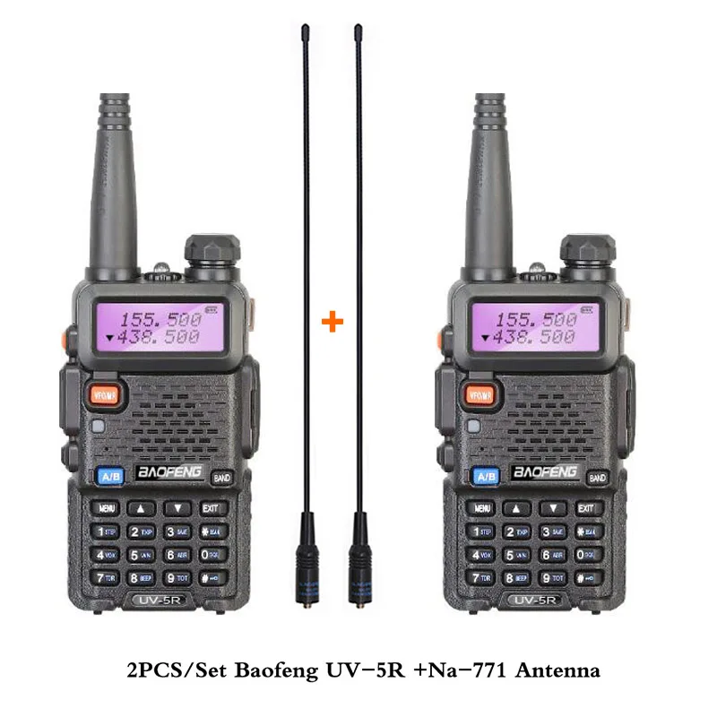 2 pcs Baofeng UV-5R Radio Set Walkie Talkie UV 5R UV5R Two Way Radio Atation Transmitter with Female antenna Na-771