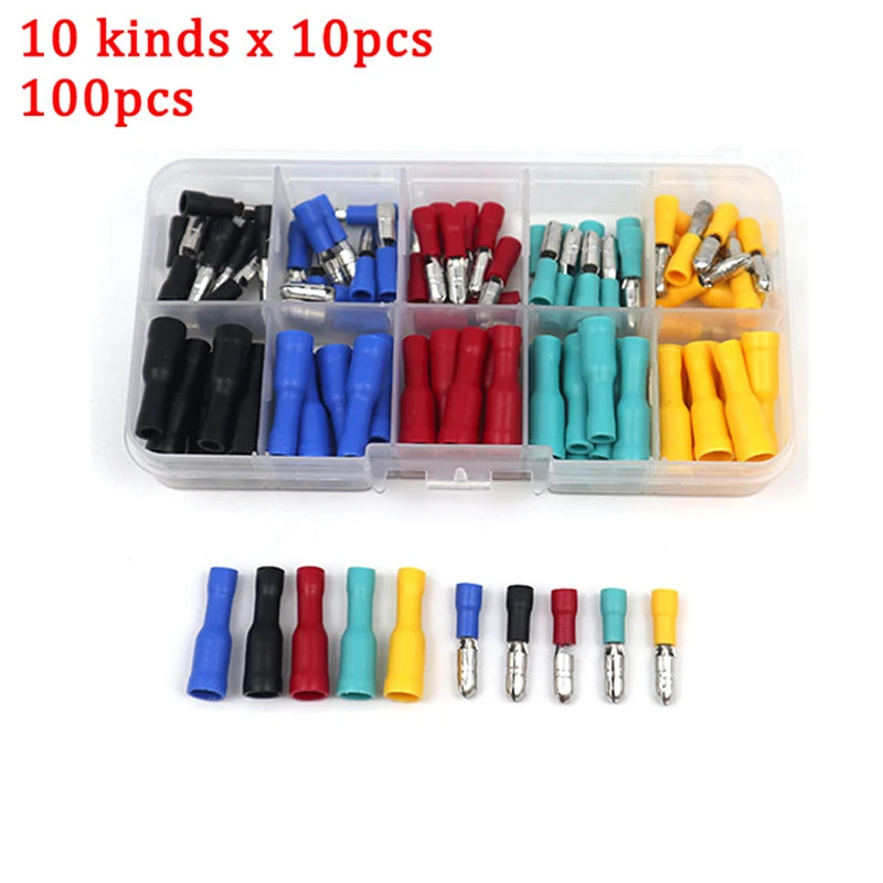 100 шт. изолированные клеммы для электрических проводов обжимный соединитель