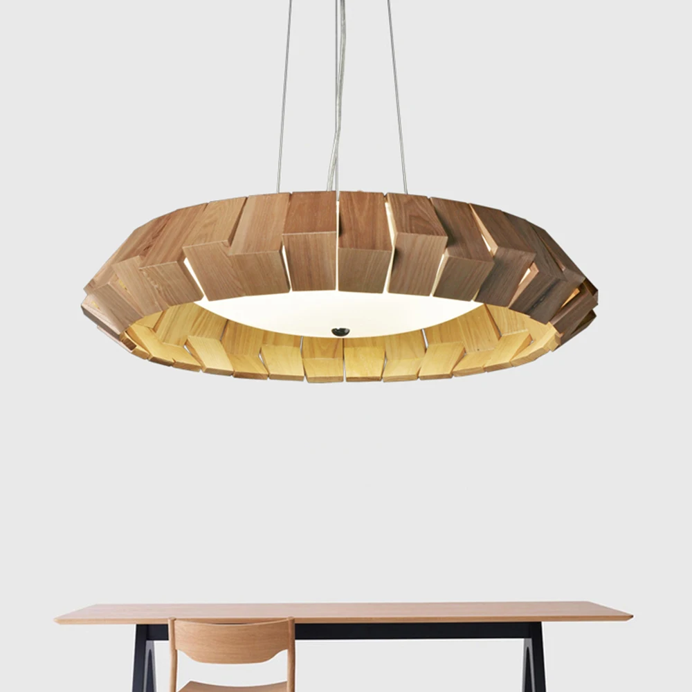 Скандинавские деревянные подвесные светильники светодиодные круглые лампы для
