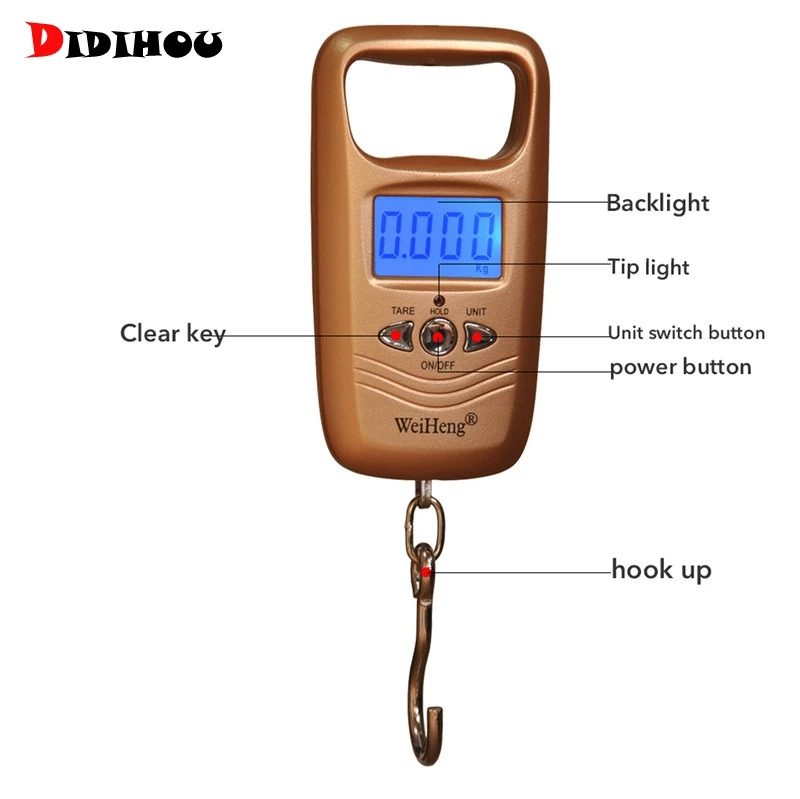 Junejour мини-весы для багажа Портативный карманные весы с висящим крючком 50 кг/110lb