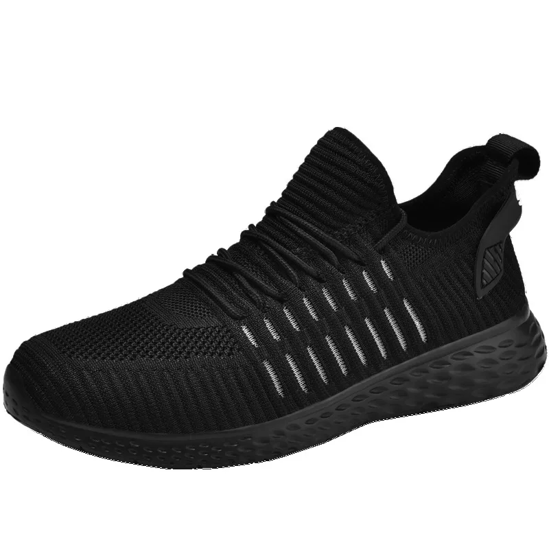 Black QZHSMY/Белая обувь для мужчин; светильник Flyknit; мужские кроссовки; дышащая повседневная спортивная обувь; сезон весна-осень; удобные теннисные туфли; Masculino - Цвет: Black