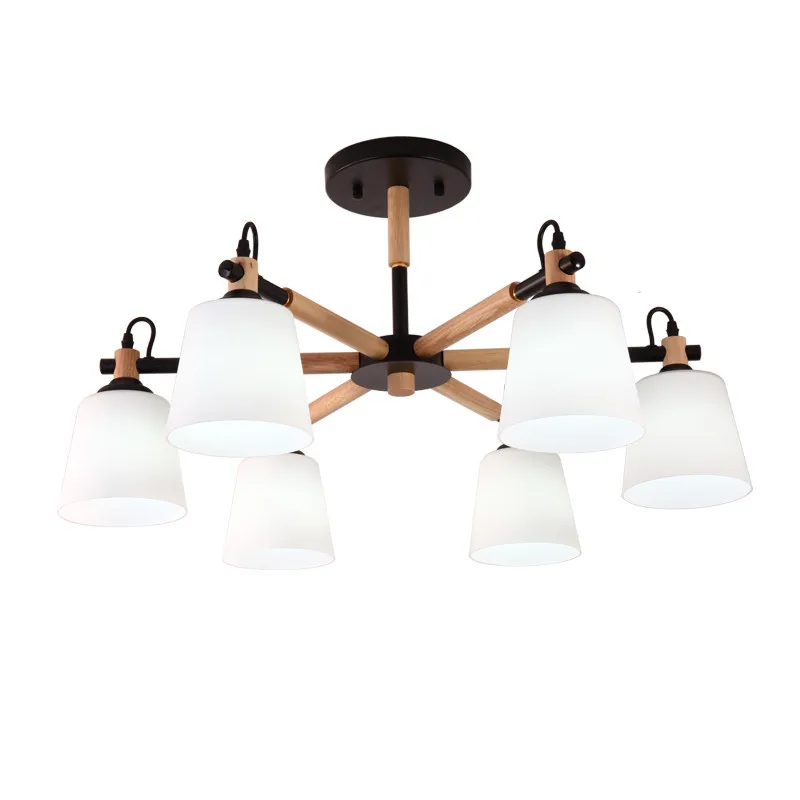 

EHOME Nordic Chandelier E27 With PVC Lampshade For Living Room Suspendsion Lighting Fixtures Lamparas Colgantes Wooden 110V 220V